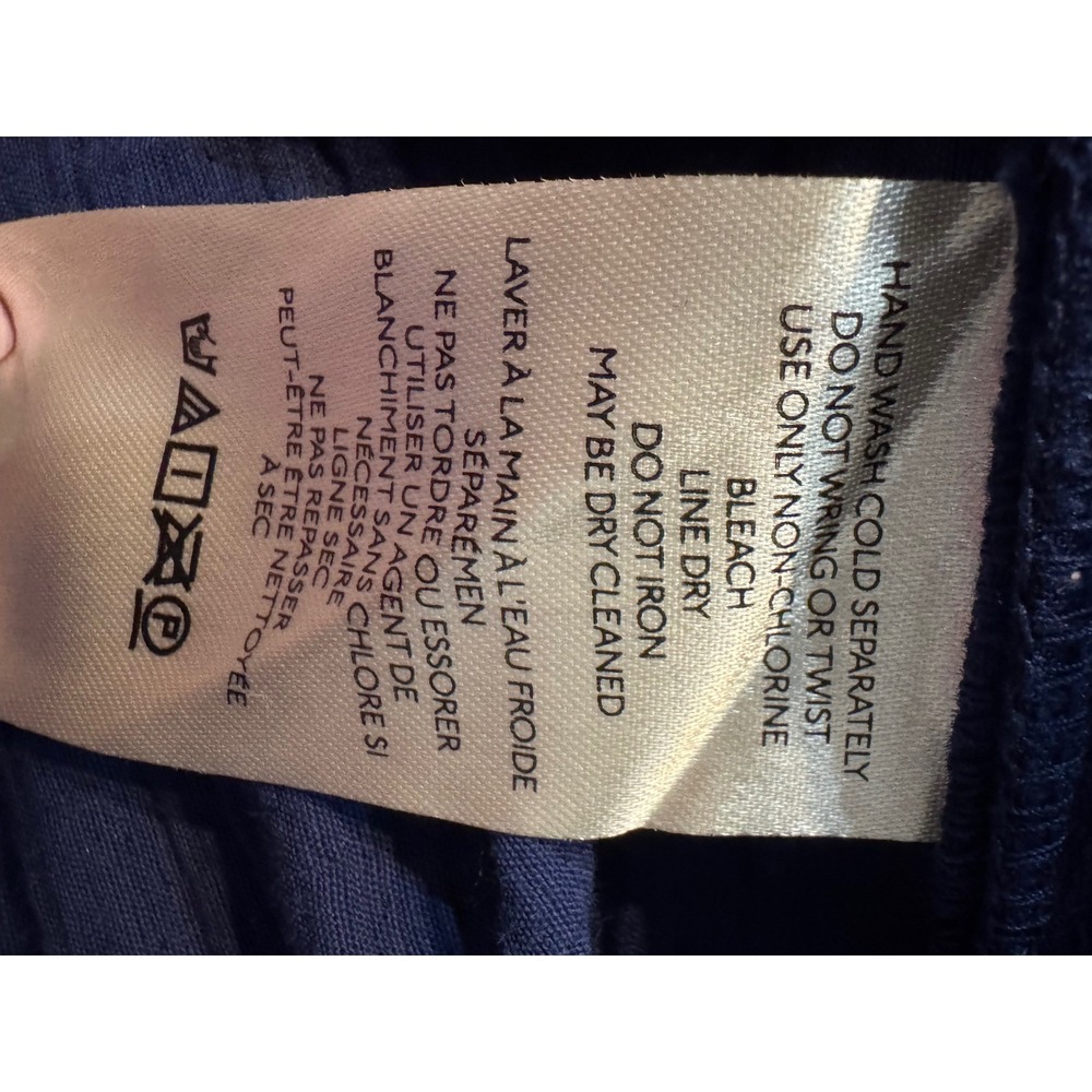 Maeve Anthropologie Navy Blue Cotton Gauze Wide Leg High Rise Pants Size 10 (C) - Picture 7 of 8